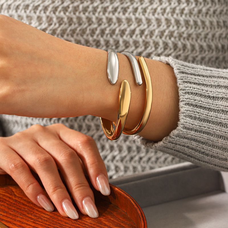 Two tone silver & gold bracelet Set