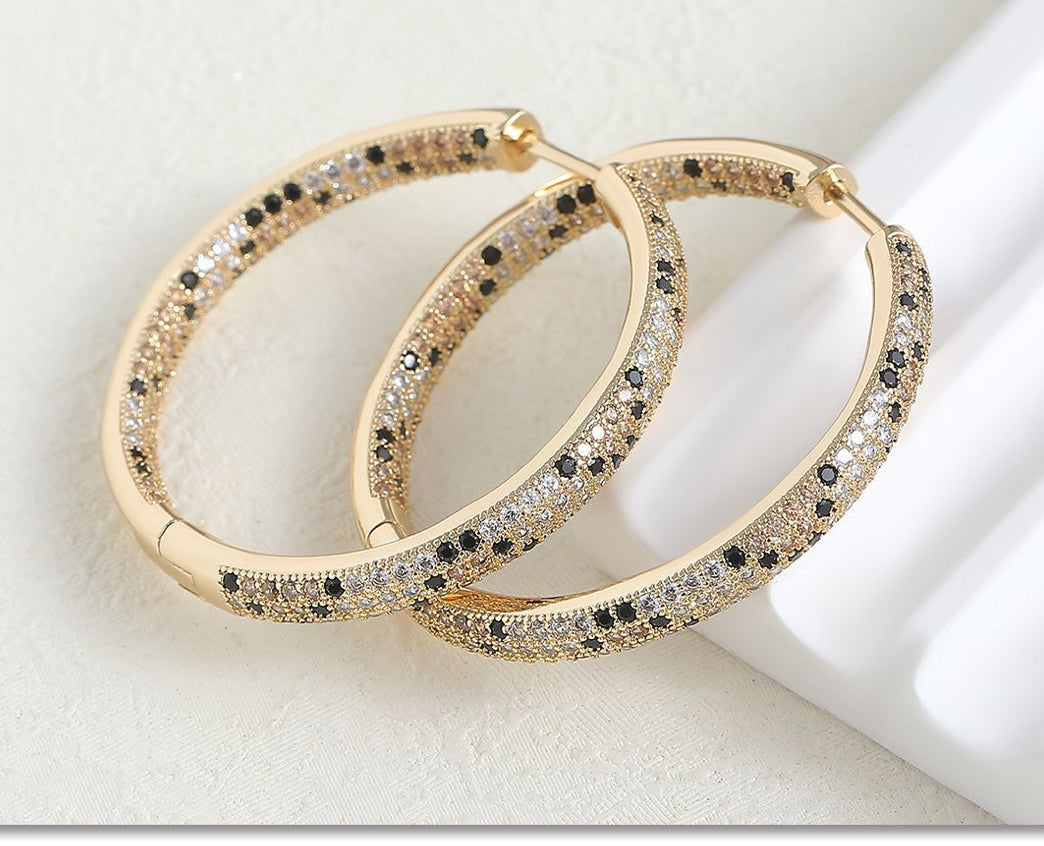 Black & gold crystal statement hoops