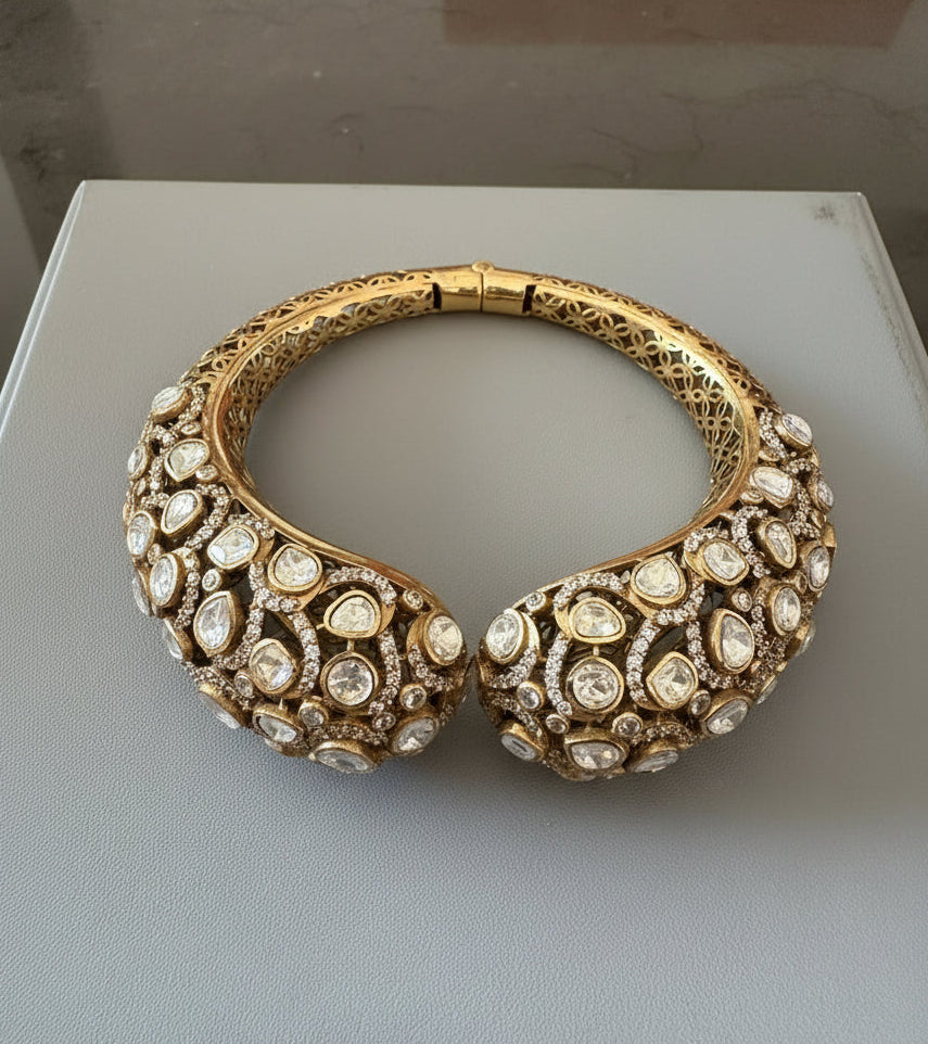 Polki gold plated clasp Kada