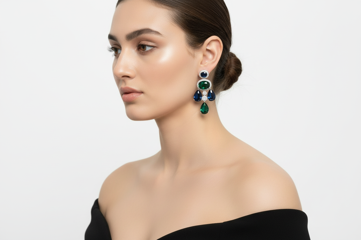 Blue & Green Crystal Danglers