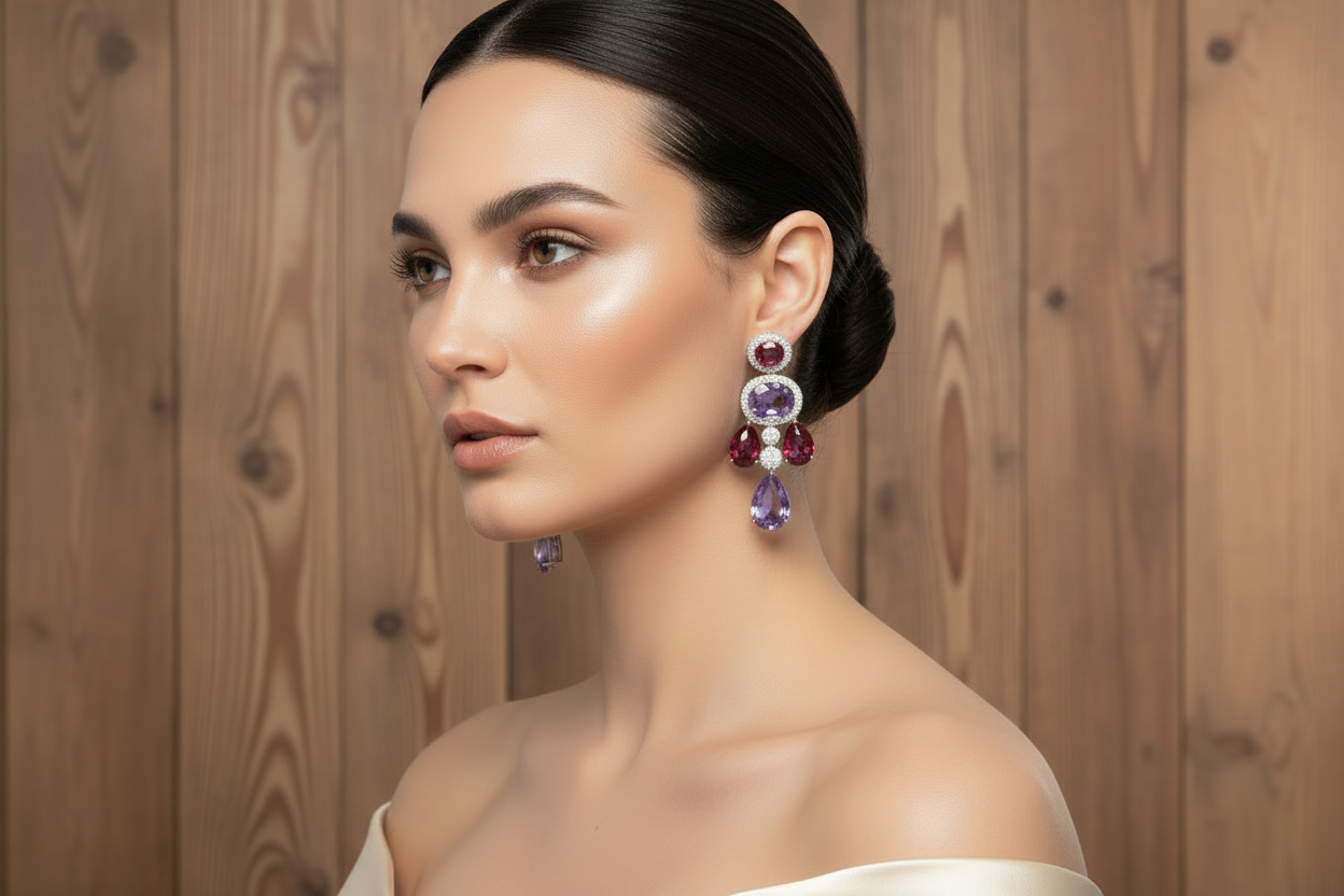 Pink & Lilac crystal earrings