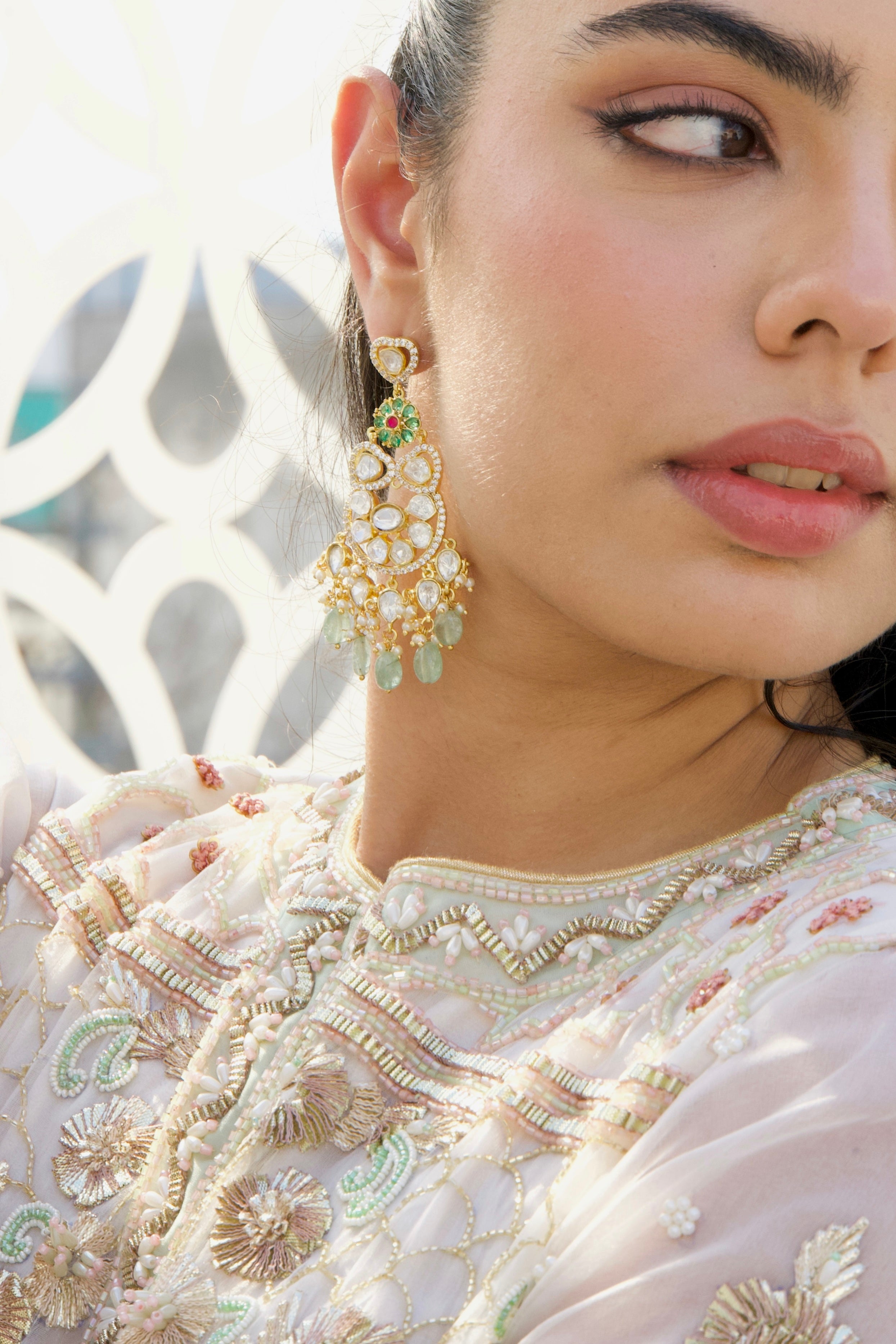 Chaandbali Semi Precious Earrings