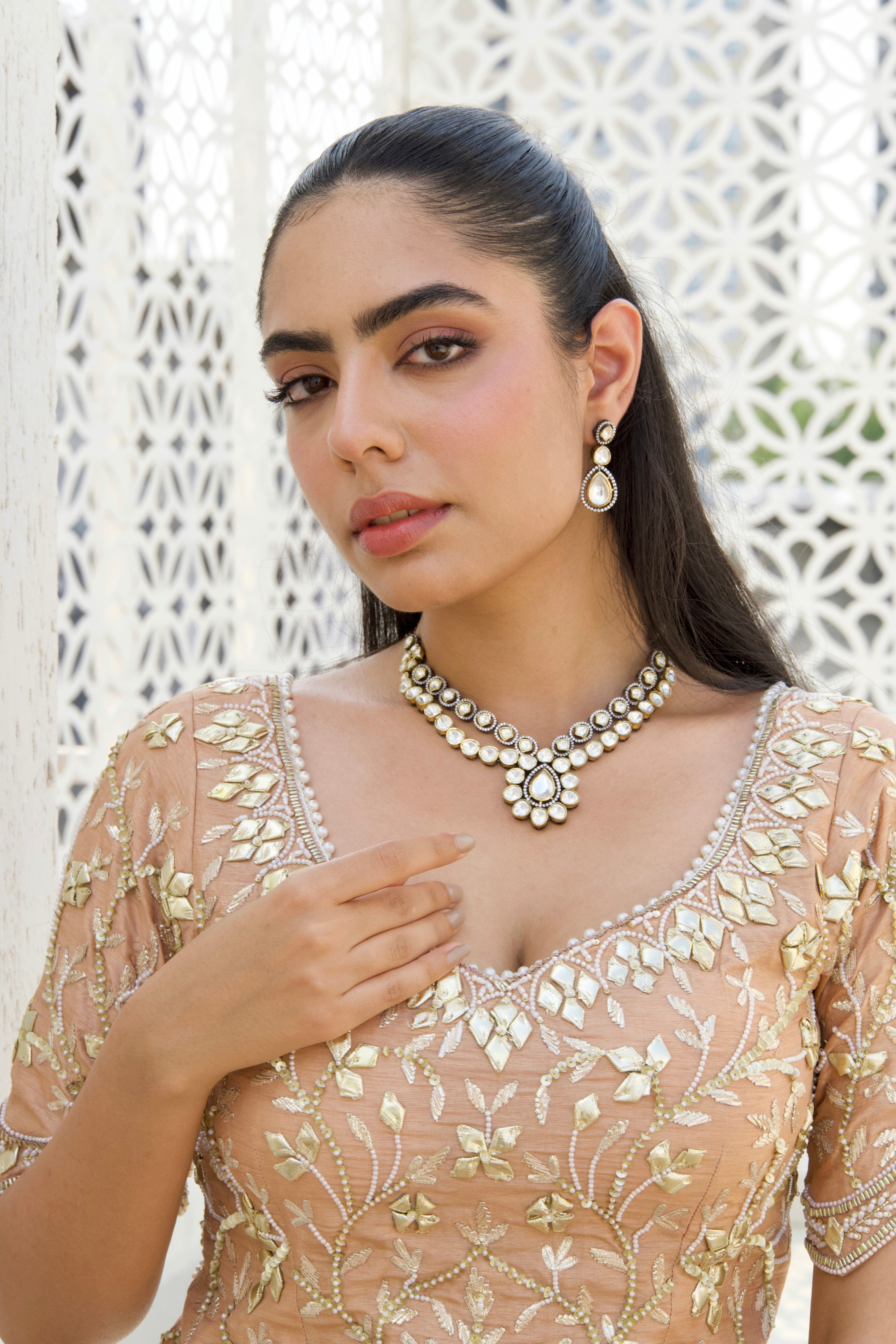 Victorian Polki Neckpiece & Earrings