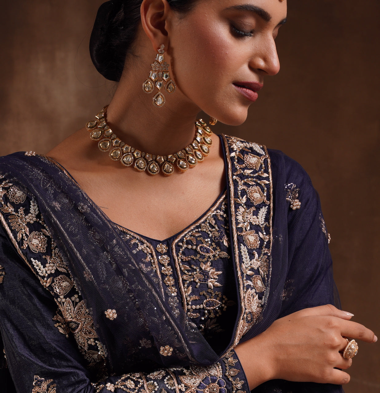 Suhala Polki Two Layer Set with Maangtikka