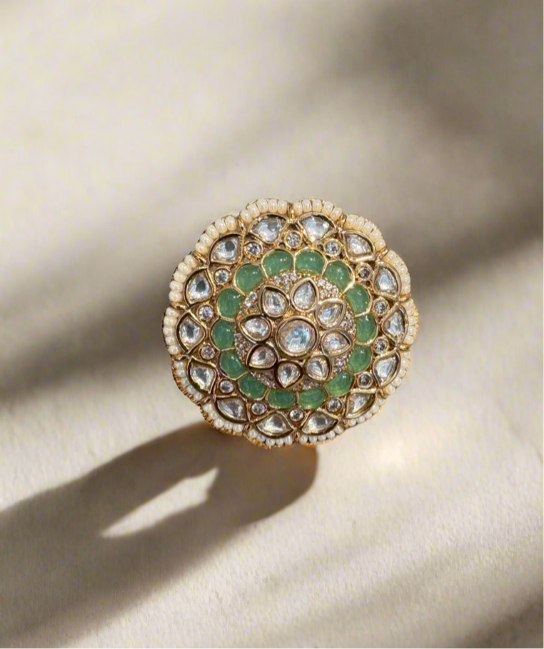 Polki gold plated ring