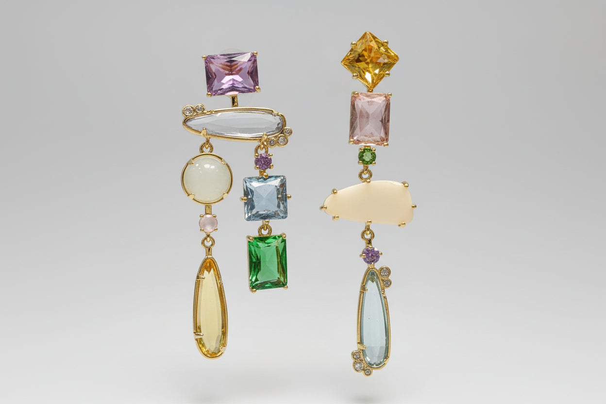 Asymmetrical Crystal Earrings
