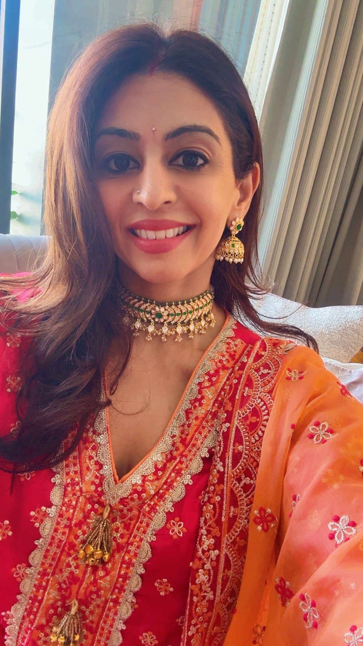 Emerald Polki Choker with Jhumkas