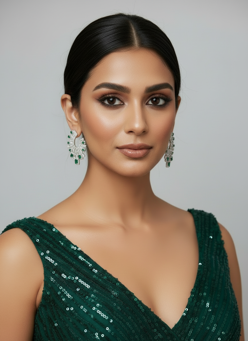 Emerald Diamond Cocktail Earrings
