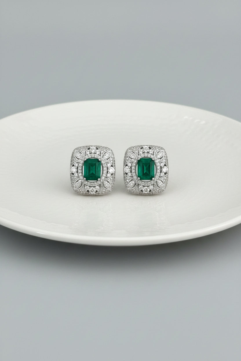 Emerald Diamond Opulent Studs