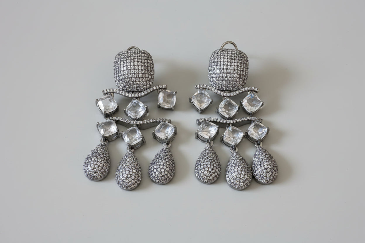 Silver Kaitlyn Statement Soiree Earrings