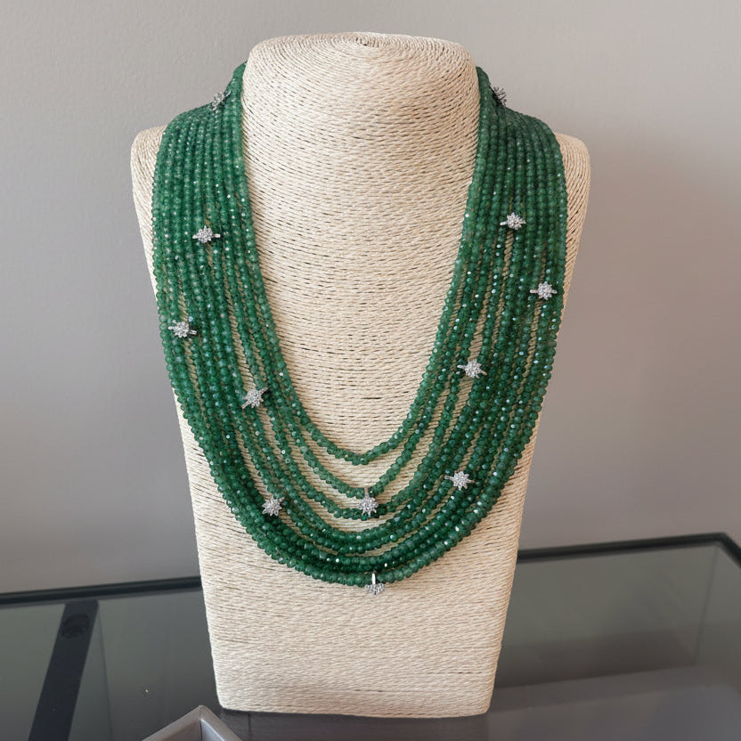 The Regal Green Emerald Layered Neckpiece