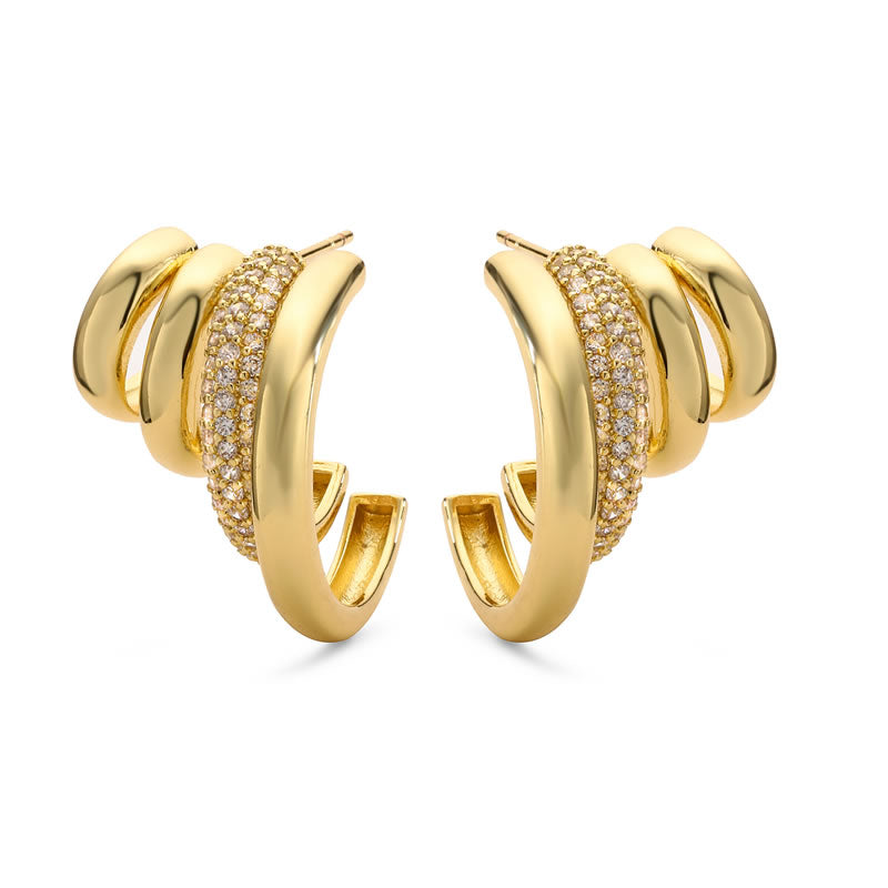 Gold C shape Multilayer Studs