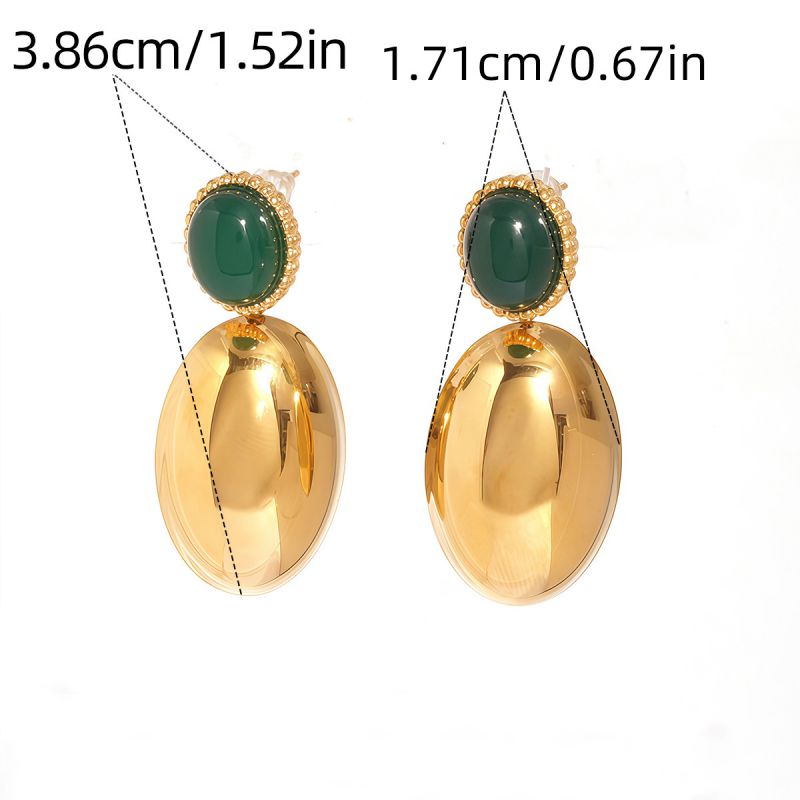 Green Gold Oval Drop earrings