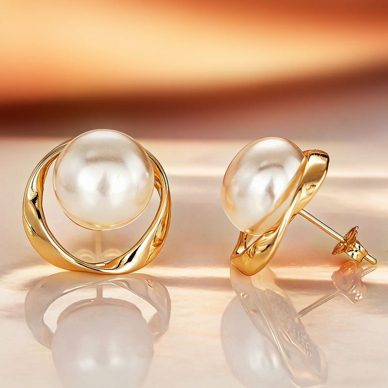 Azure Pearl Gold Studs