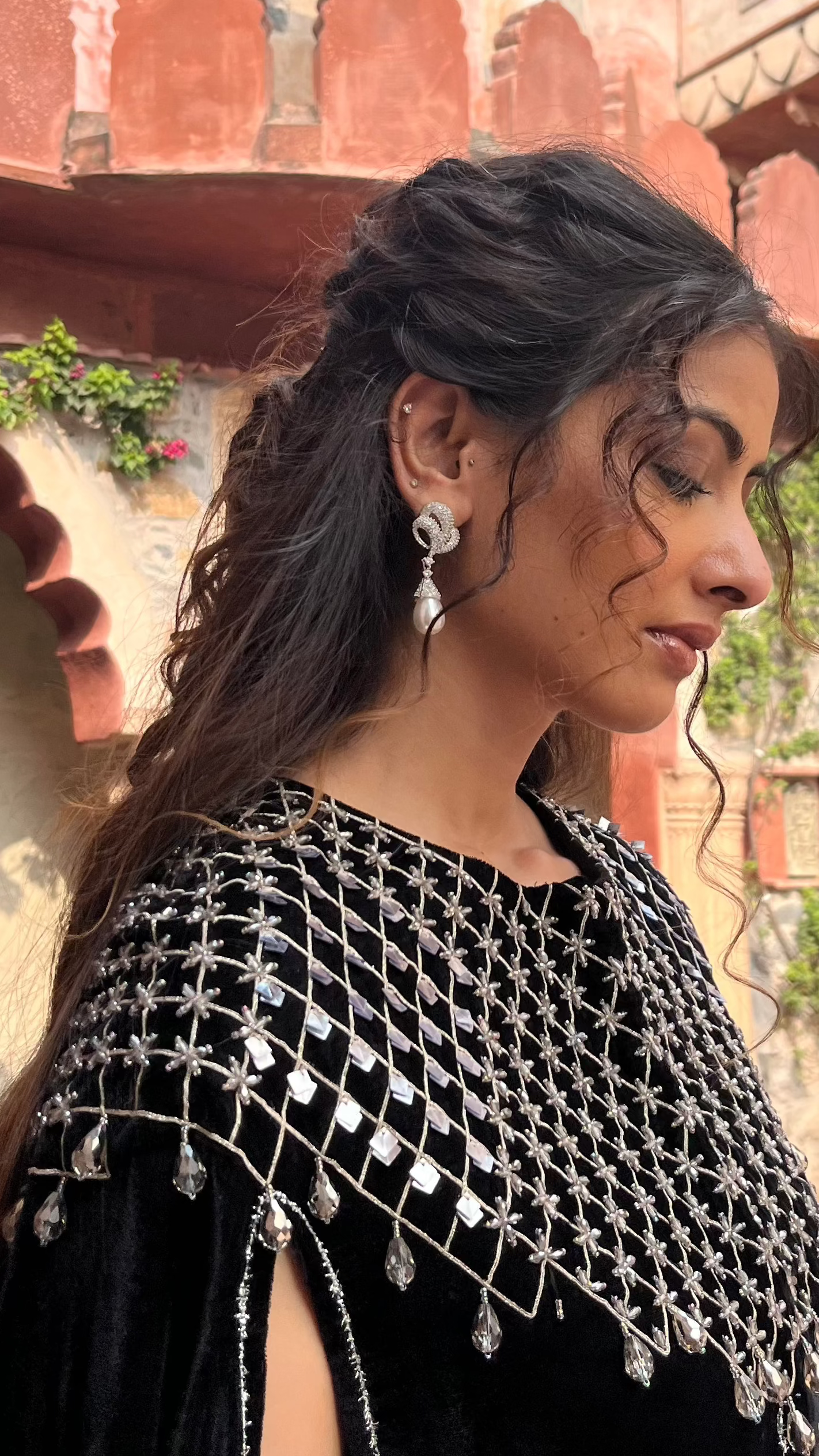 Shaya diamond pearl earrings