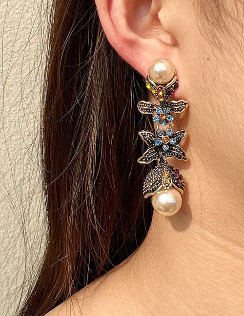 Pearl Drop Butterfly Earrings