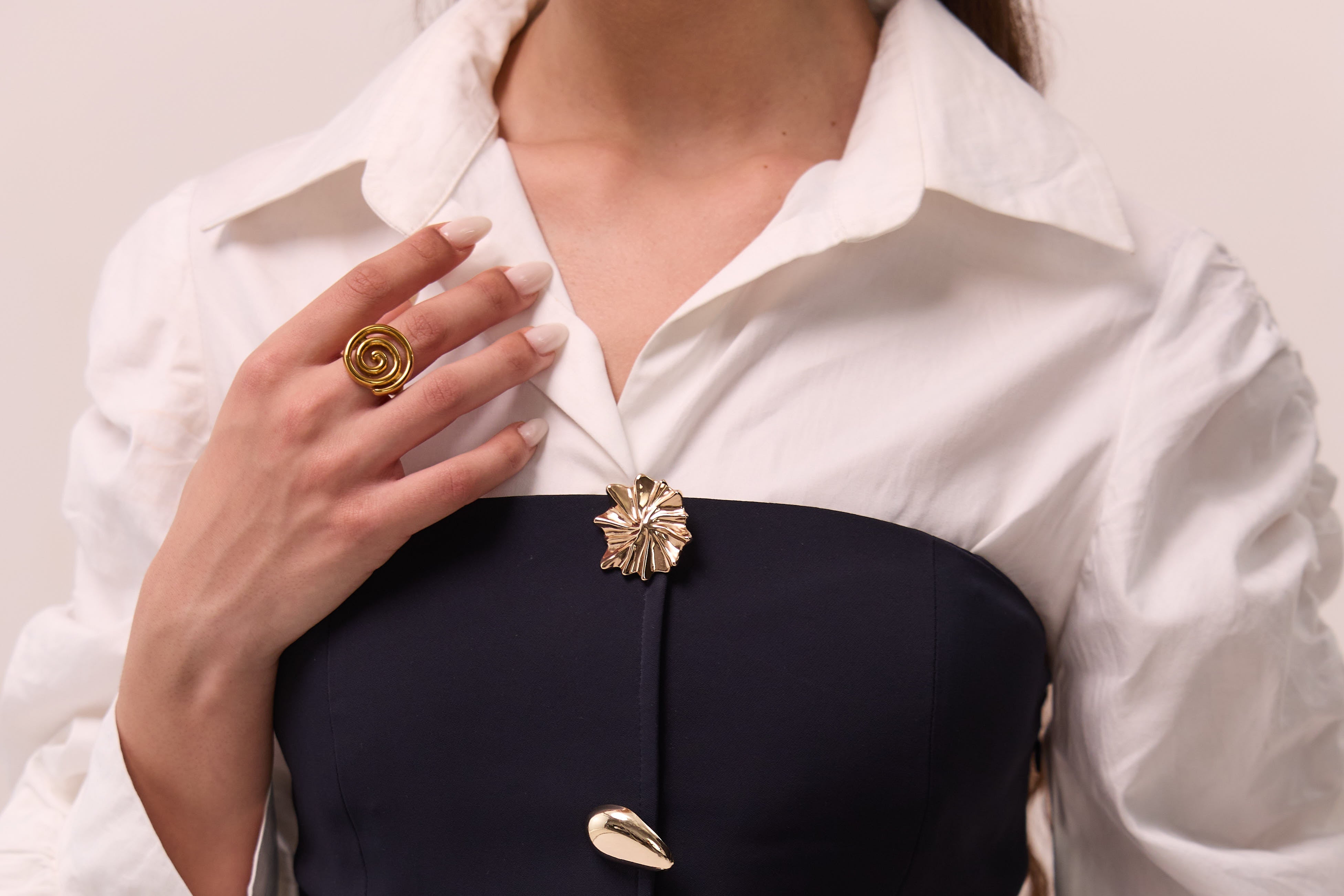 Gold Spiral Statement Ring