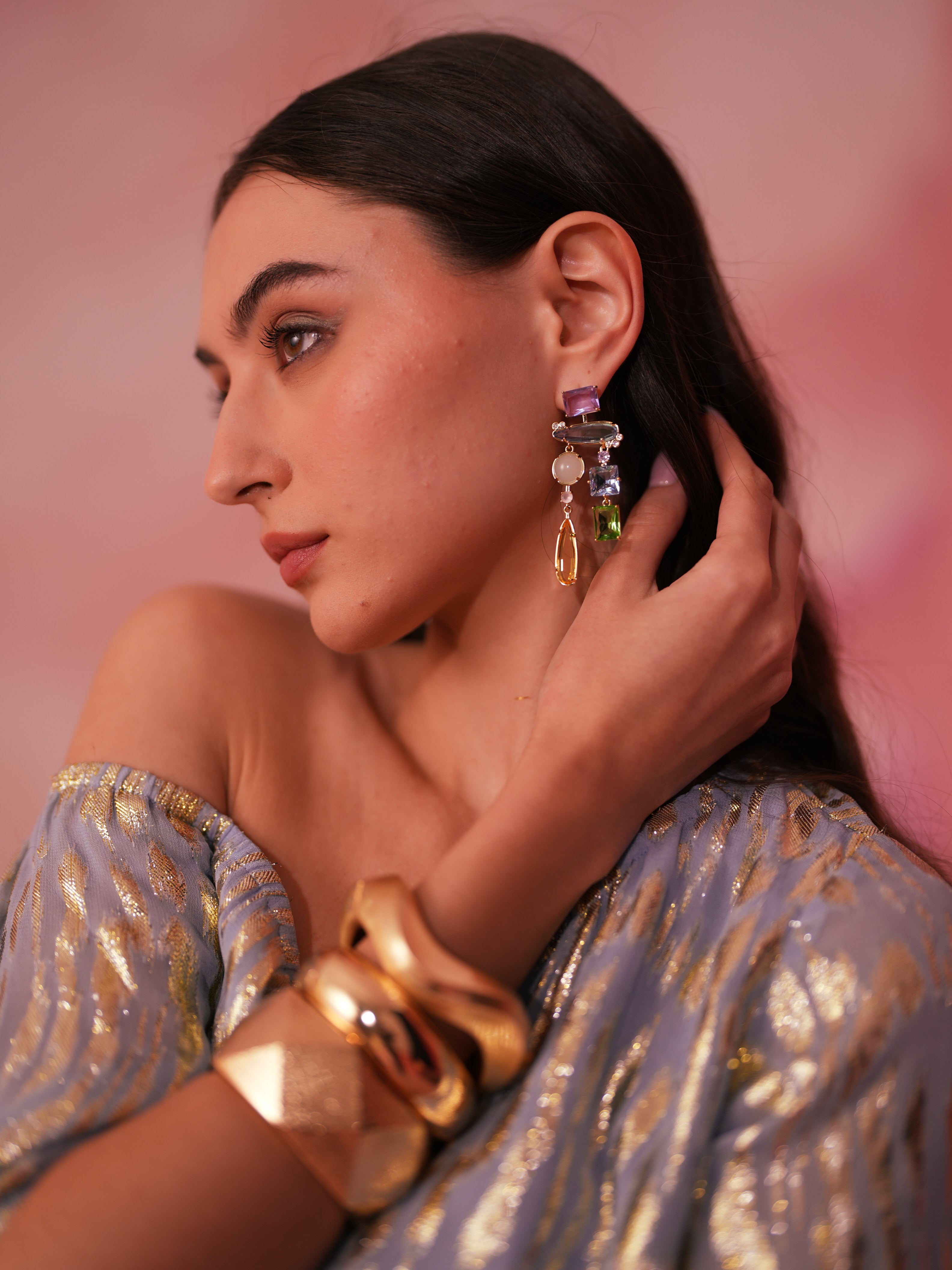 Asymmetrical Crystal Earrings