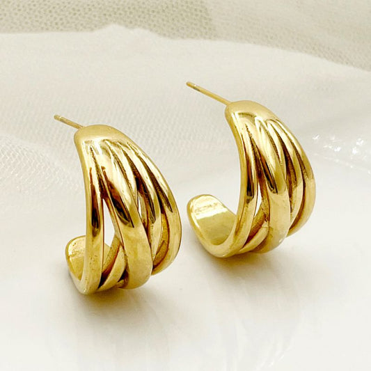 C Shaped Gold Earrings