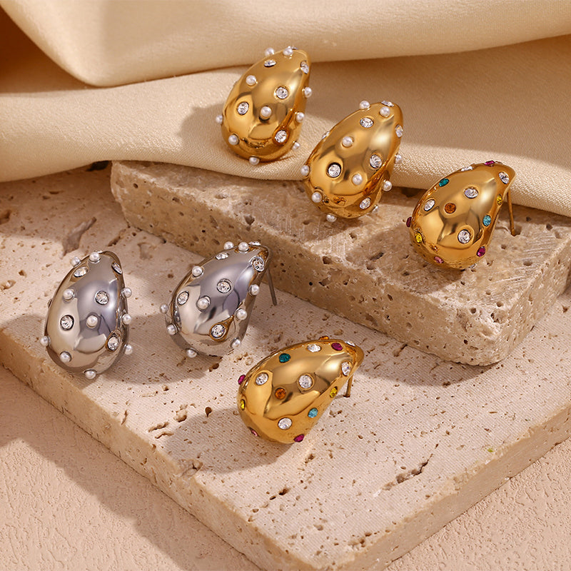 Silver Water Drop Statement Studs