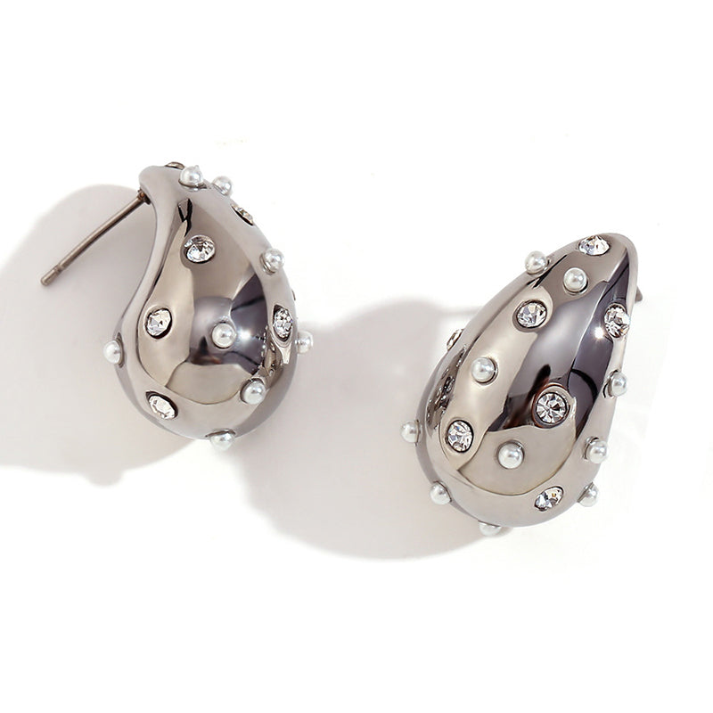 Silver Water Drop Statement Studs