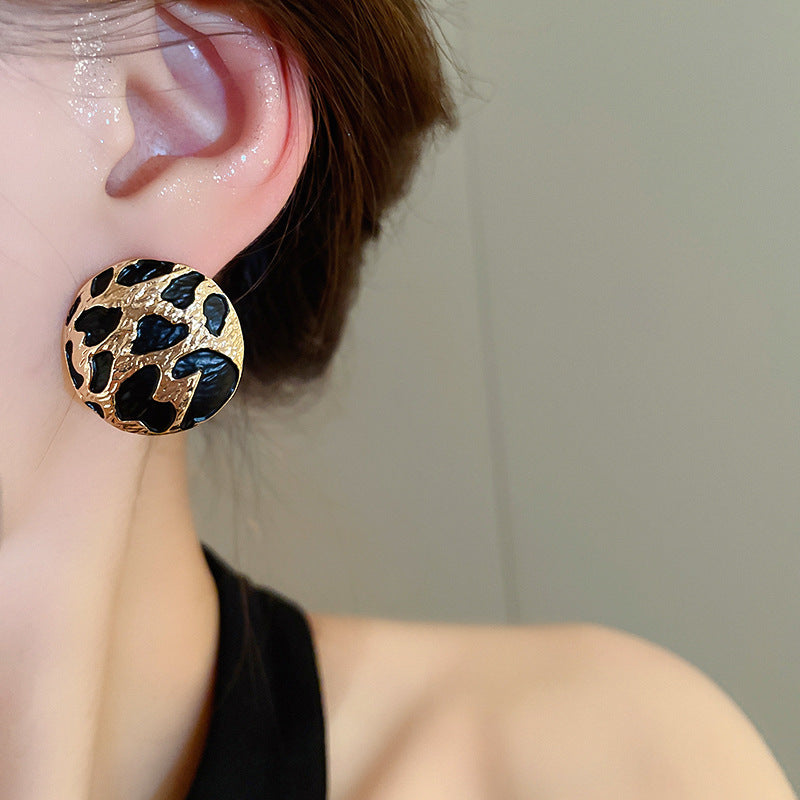 Black & Gold Statement Round Studs