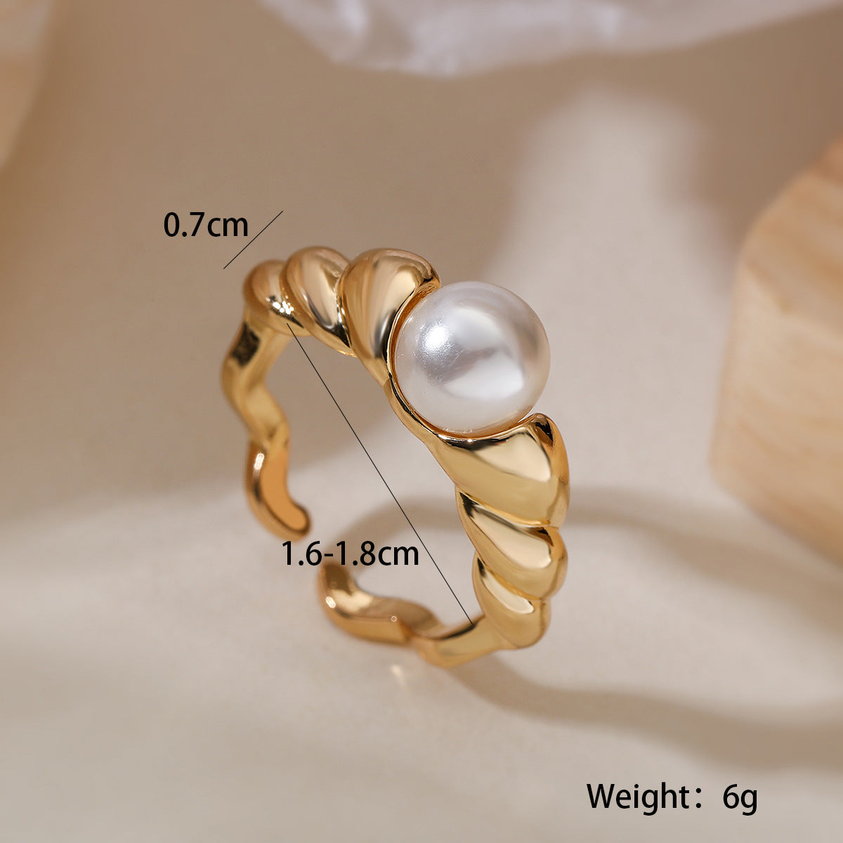 Pearl gold plated statement ring