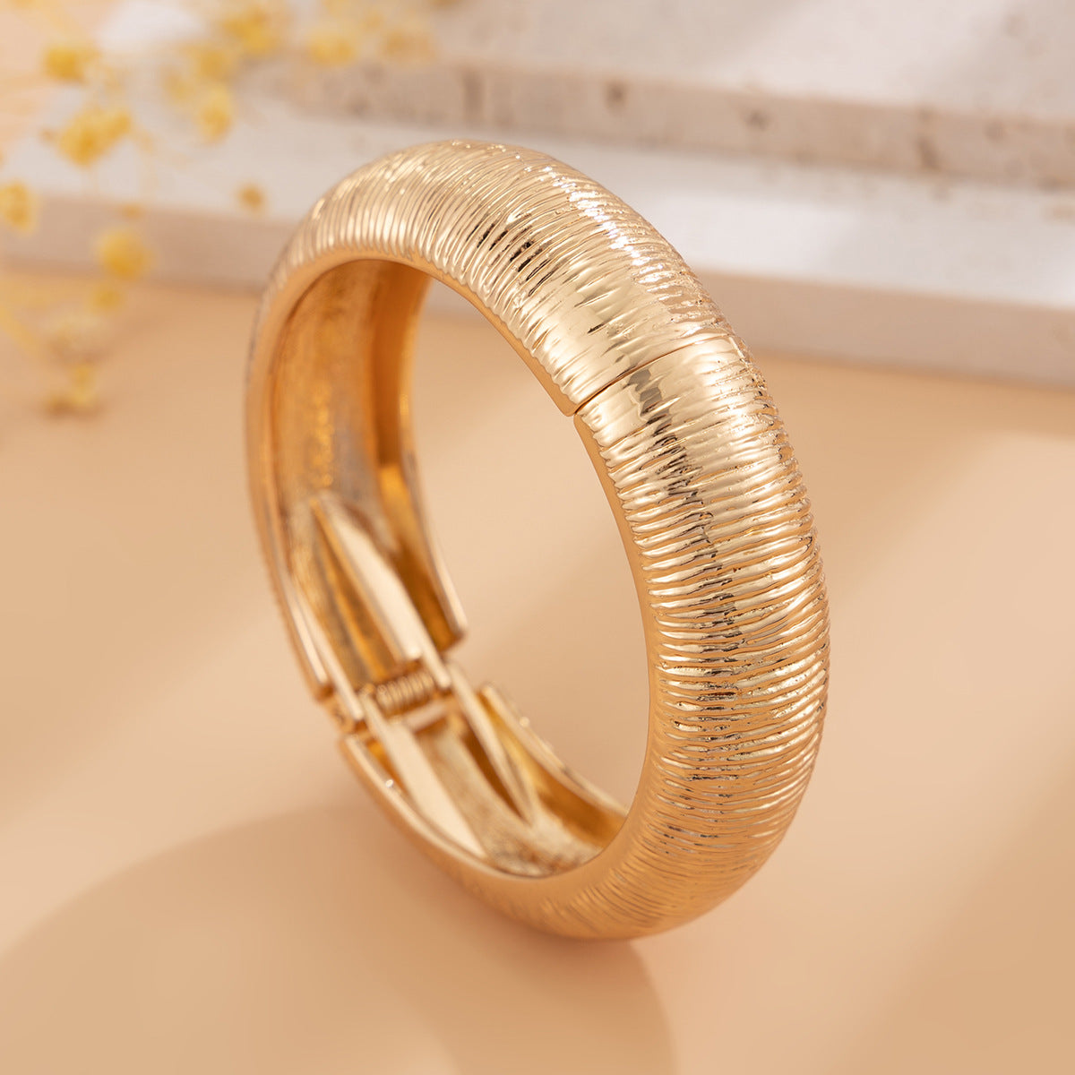 Gold Textured statement bracelet
