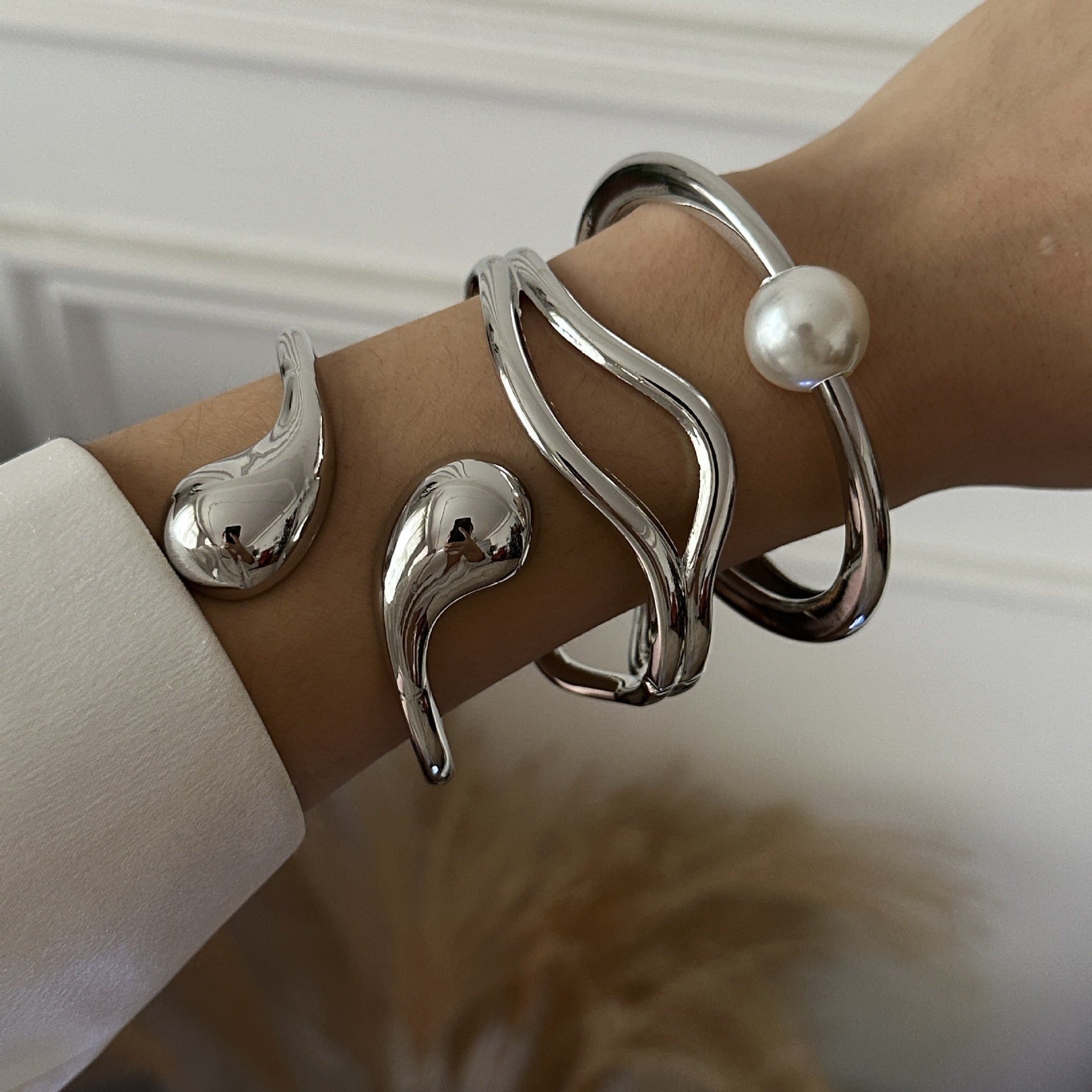 Silver plated statement bracelet
