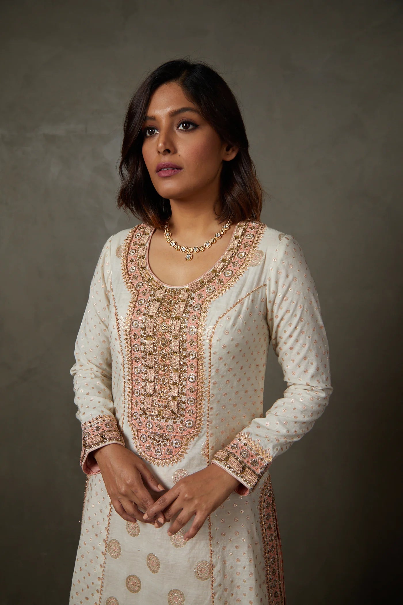 Roseyln gold plated polki earrings and necklace