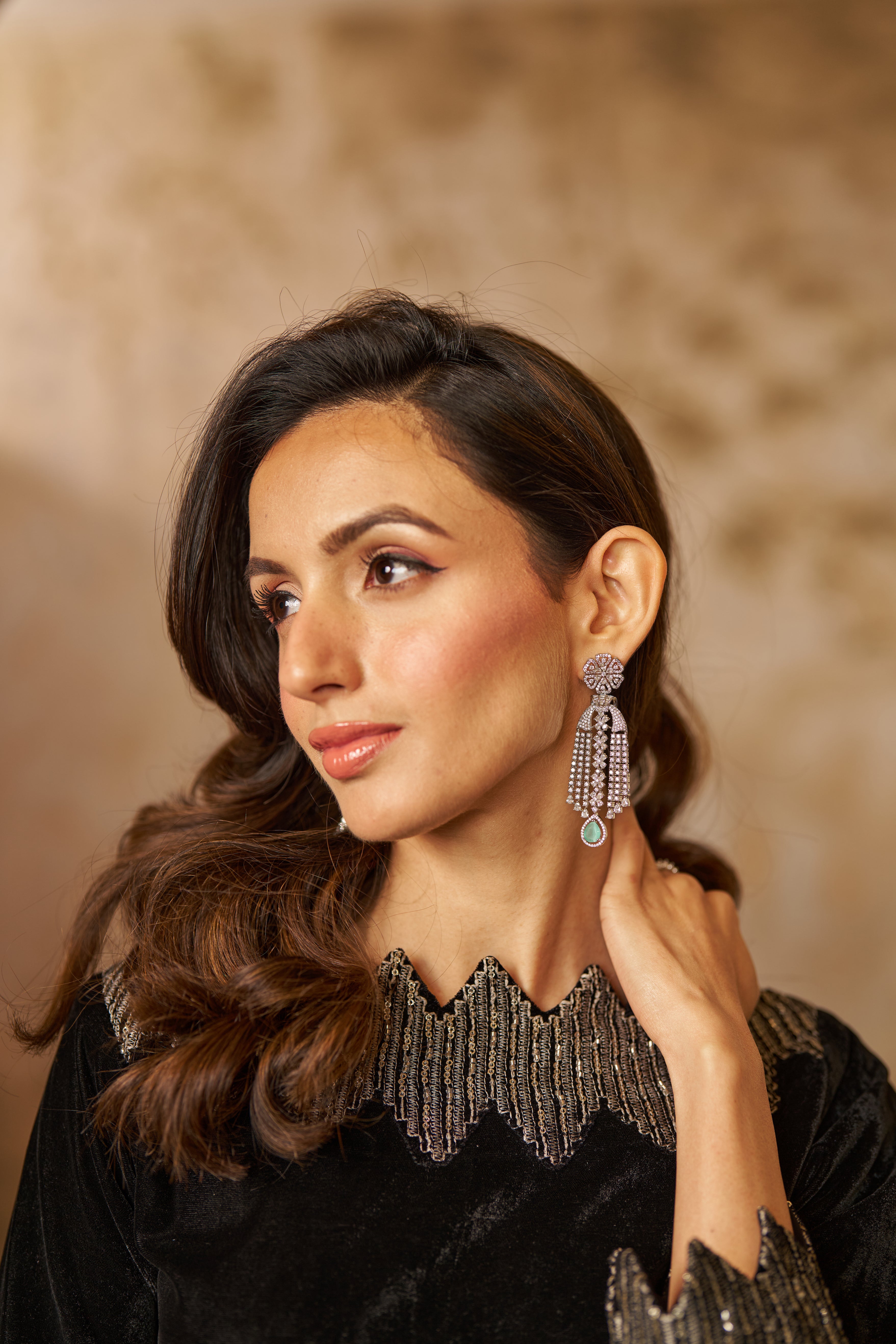 Mint Green diamond danglers