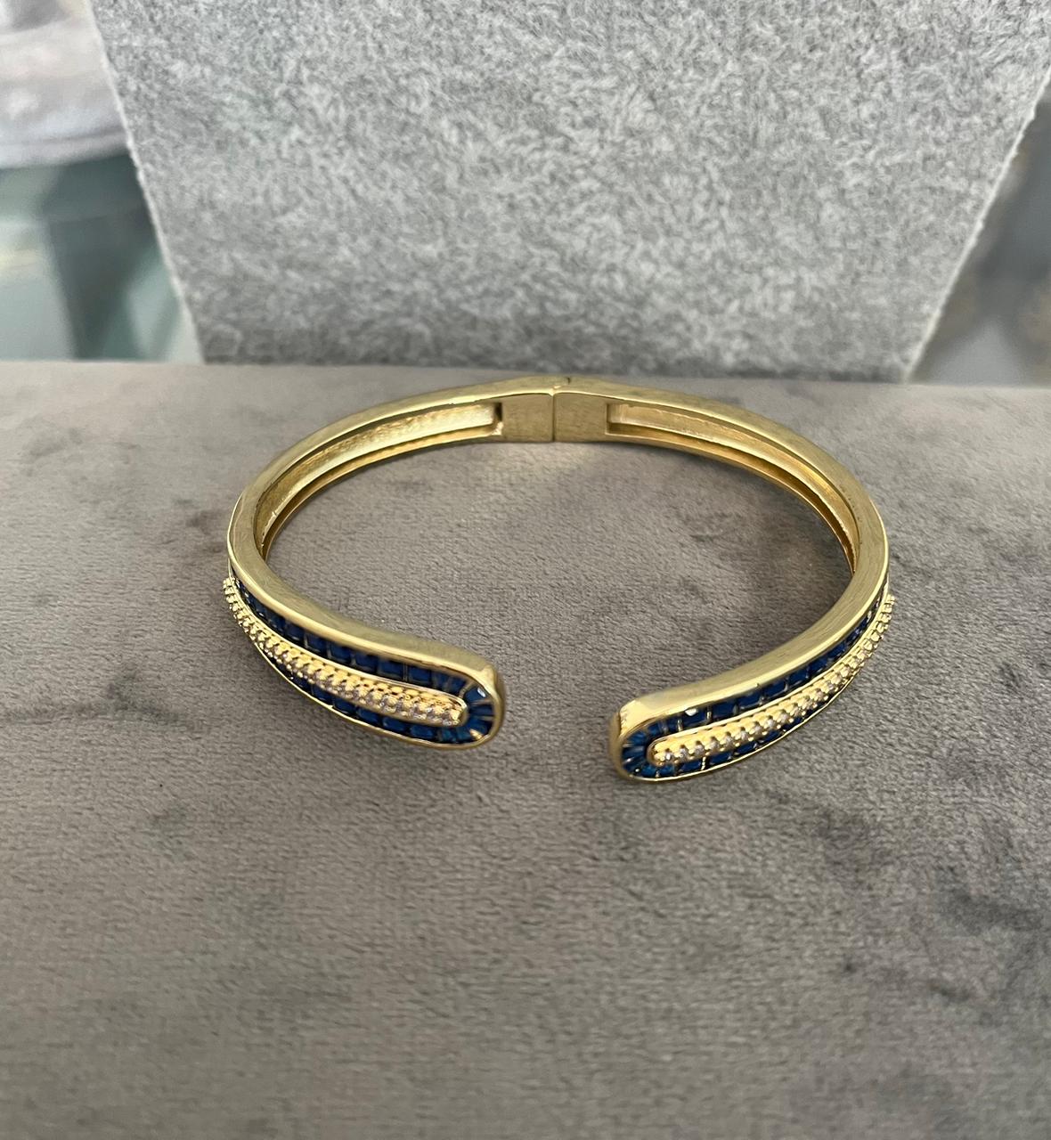 Gold Plated Sapphire Diamond Clasp Bracelet