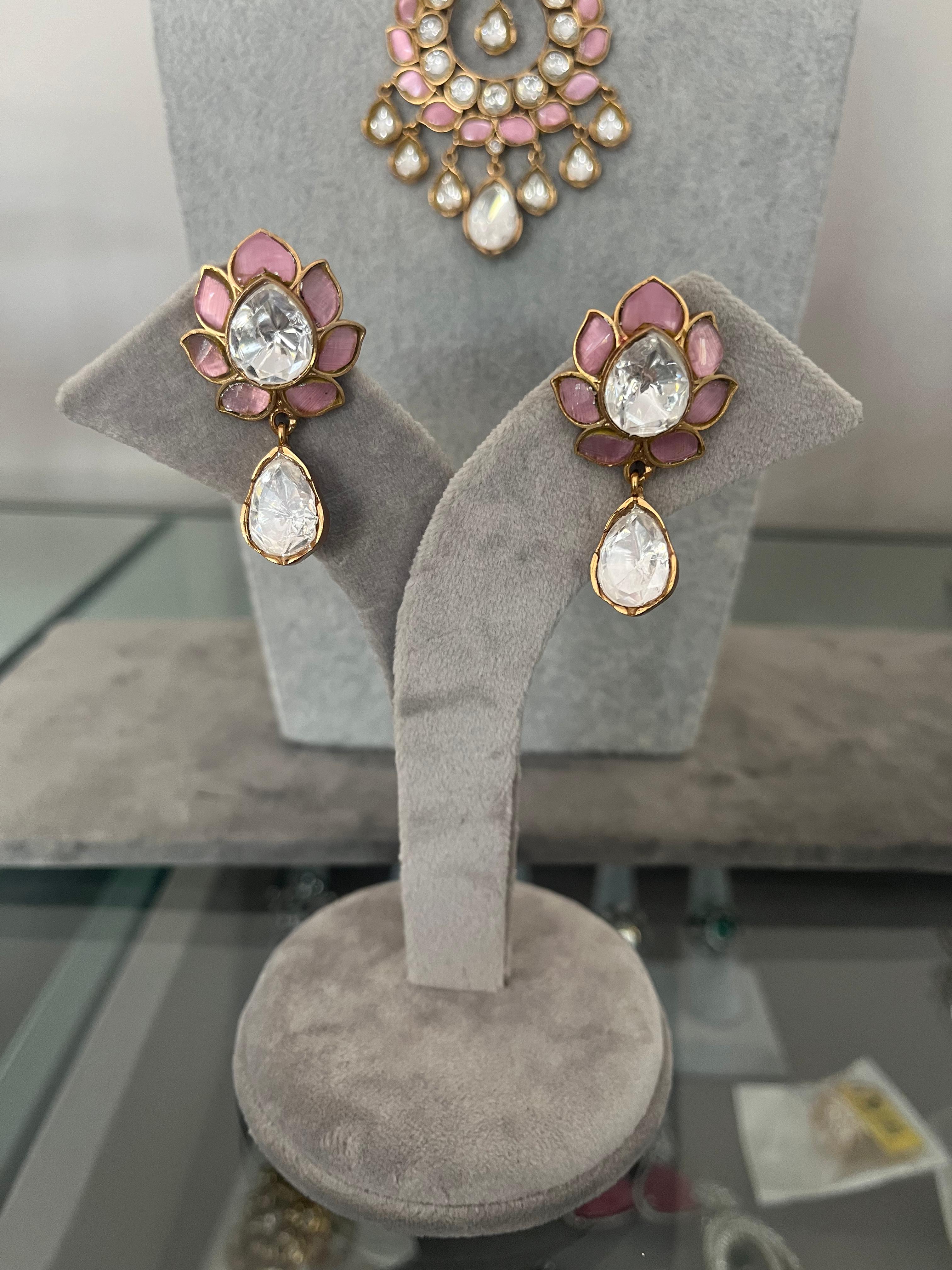 Pink Semi Precious Polki Set