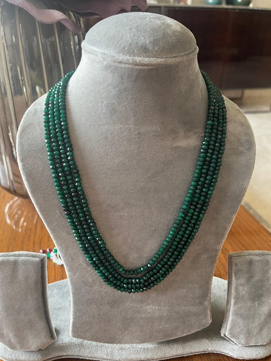 Emerald four string semi precious necklace