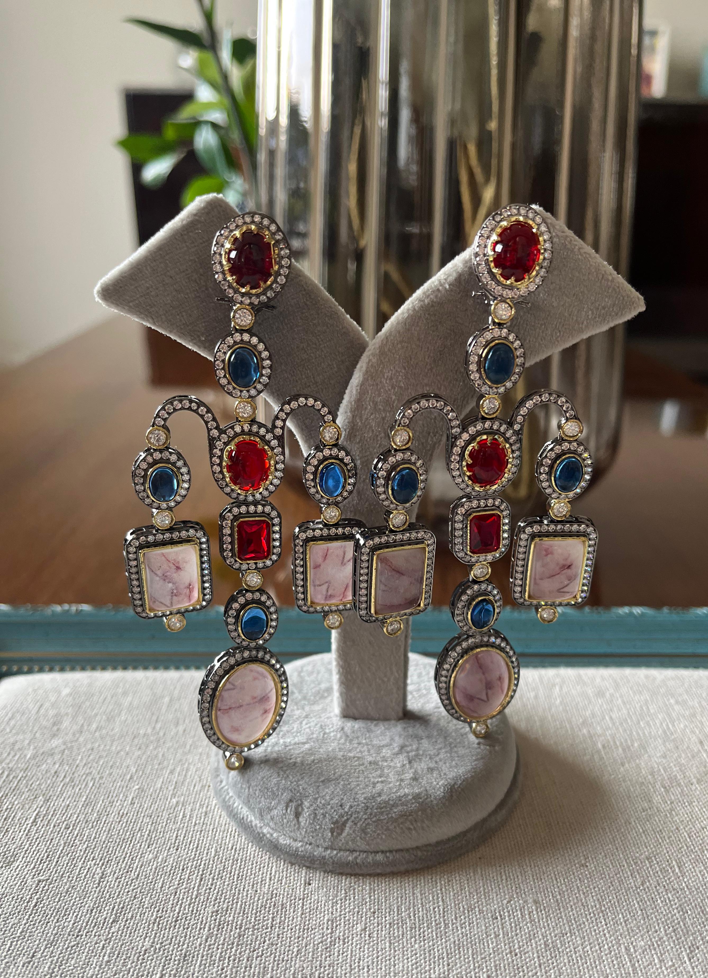 Handcrafted Multi Stone Earrings