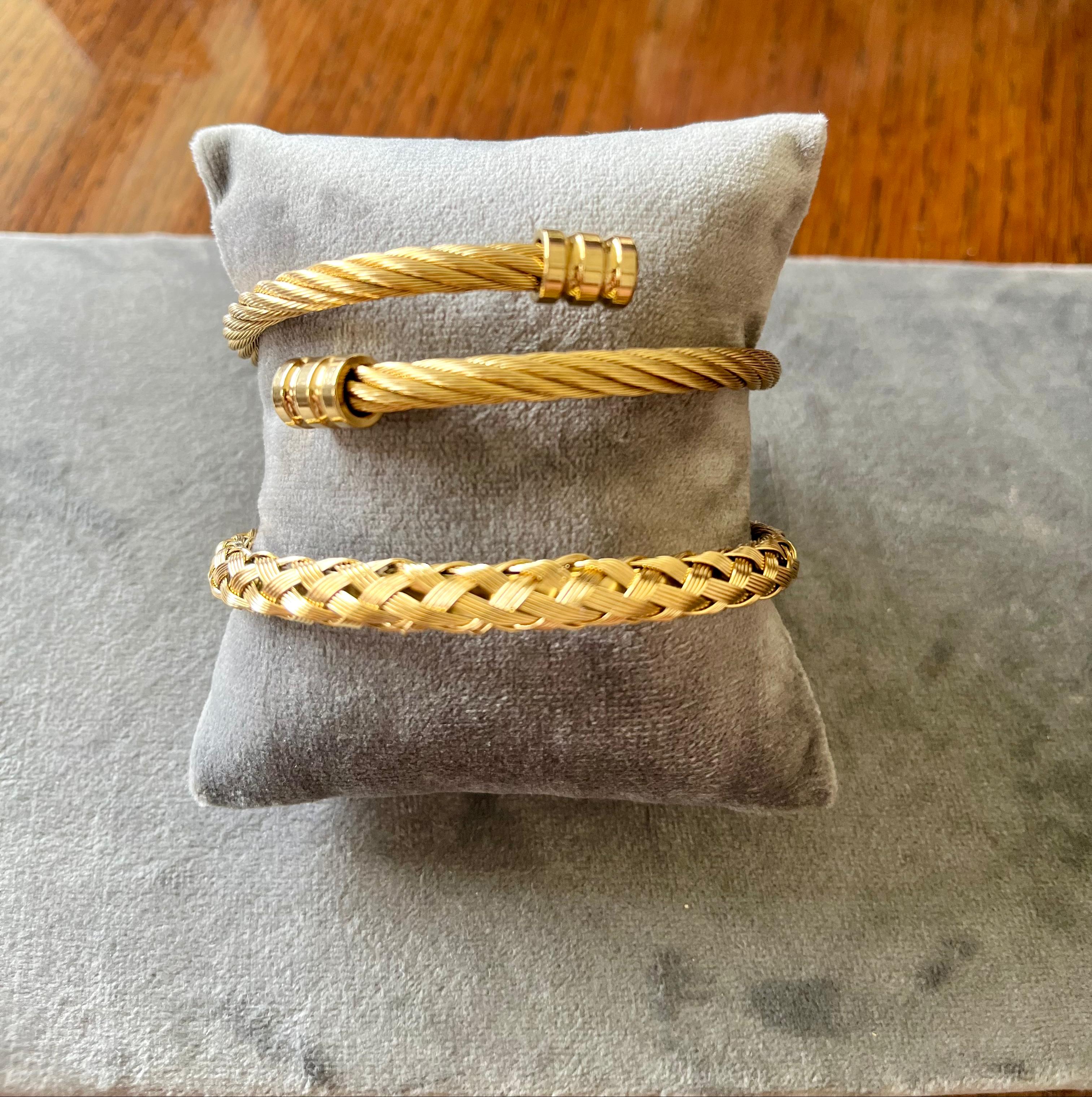 Weave Texture Open Gold Bracelet