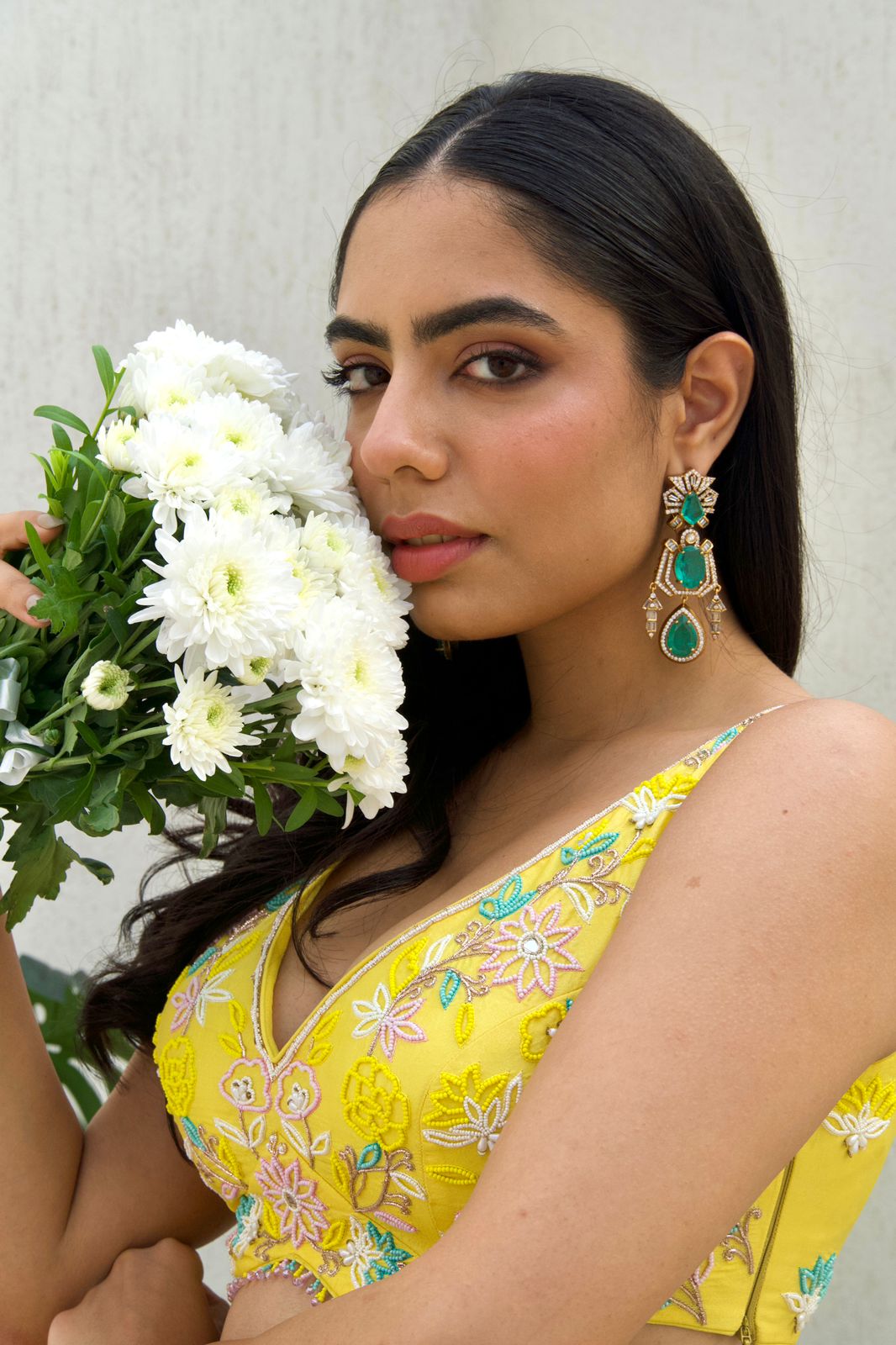 Emerald diamond luxury danglers