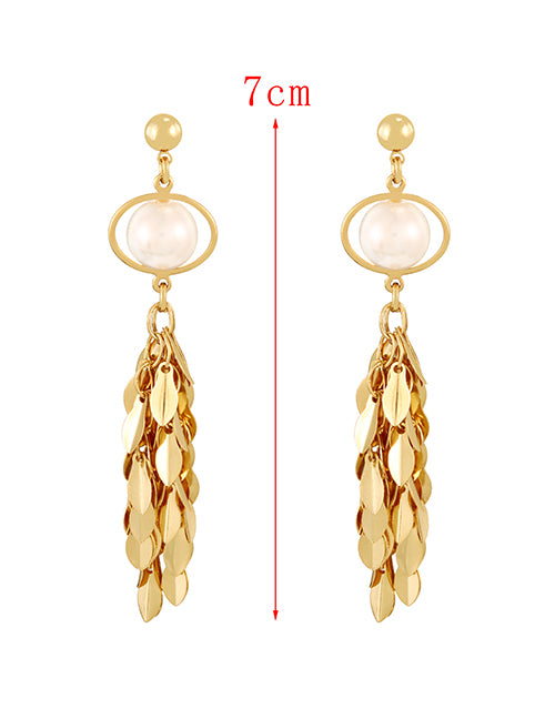 Pearl Leaf Gold Danglers