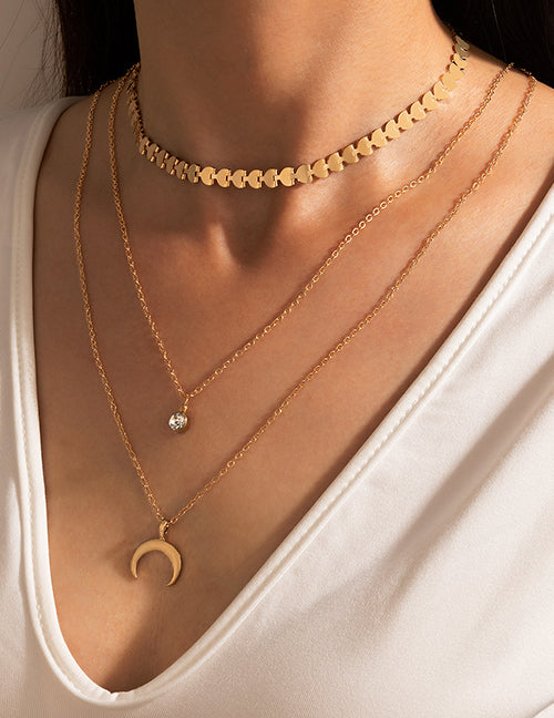 Three layer moon necklace