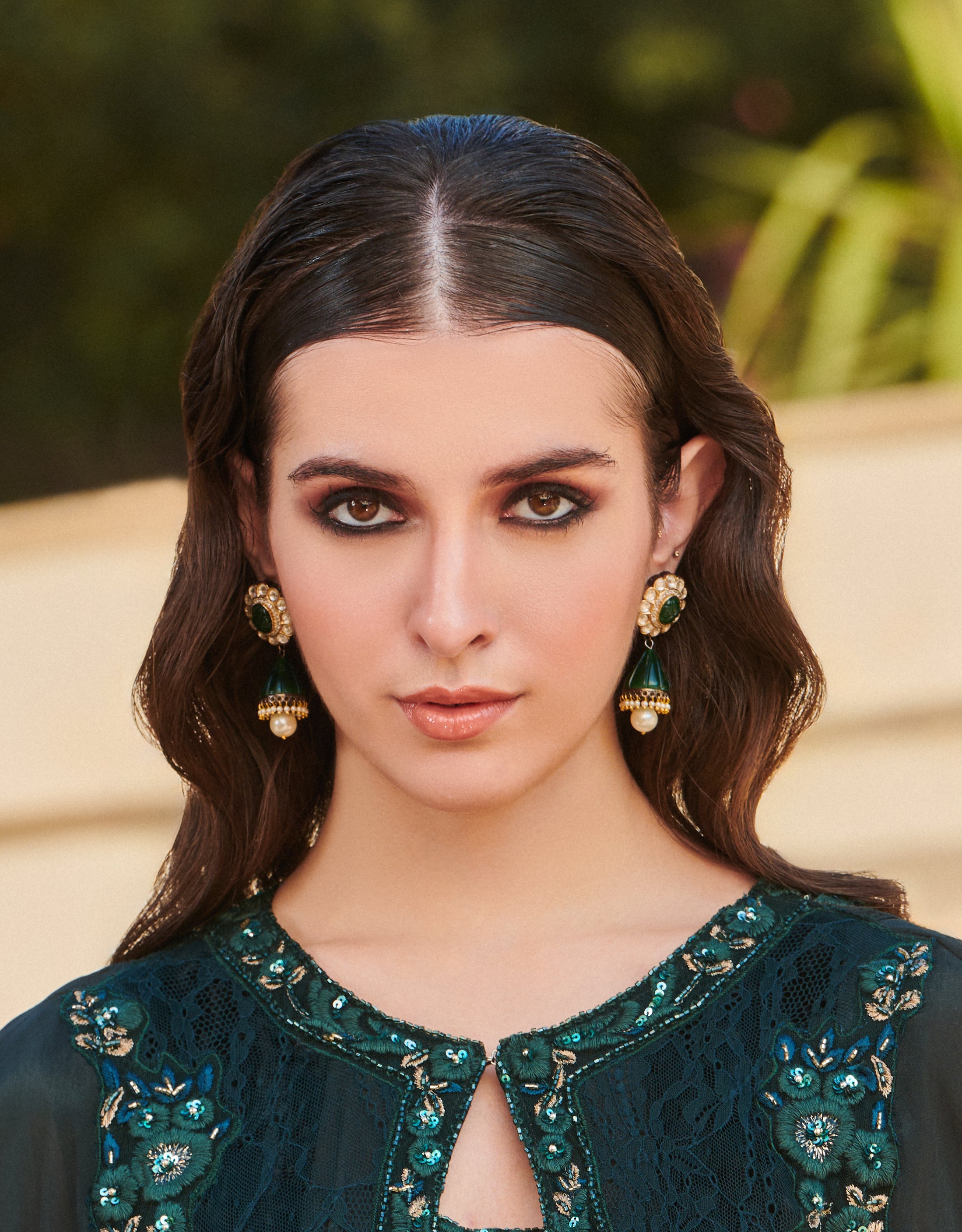 Emerald polki danglers