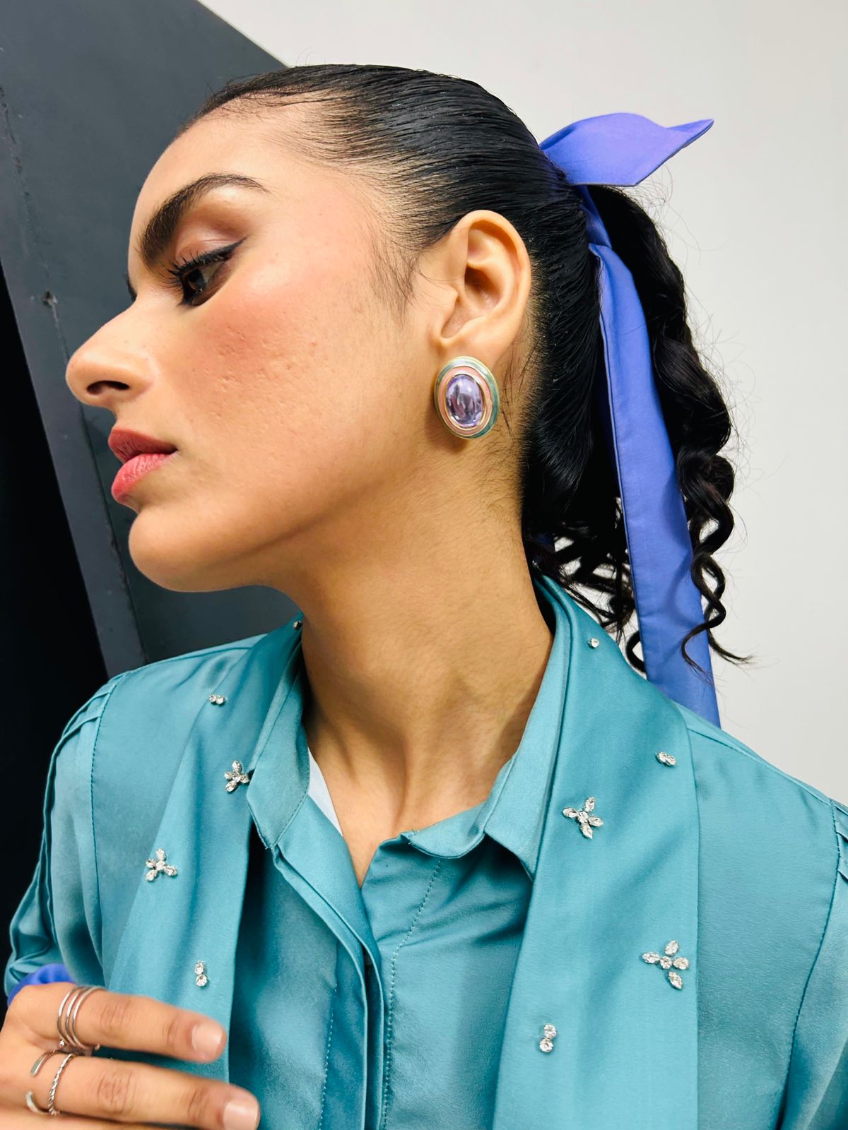 Luxury Lilac Contemporary Studs