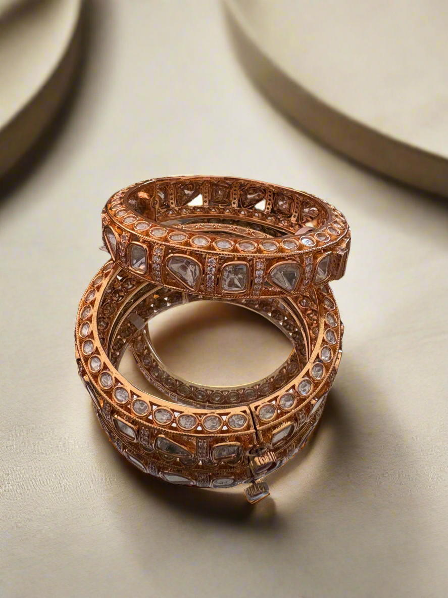 Gold plated Polki kada set