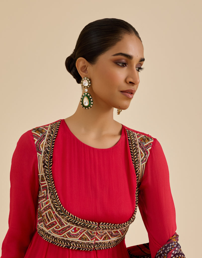 Polki festive gold plated emerald earrings