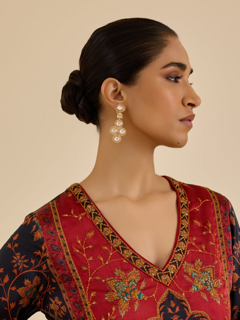 Roseyln gold plated polki earrings and necklace