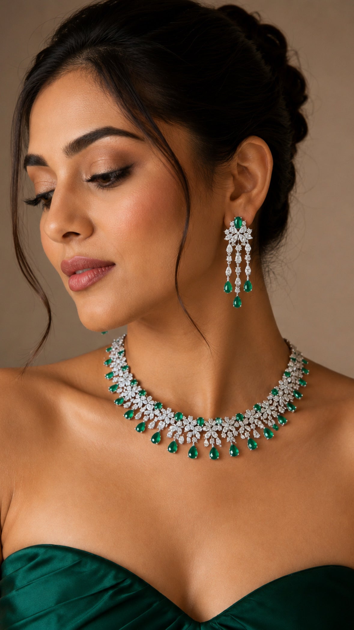 Emerald Diamond Cascade Set