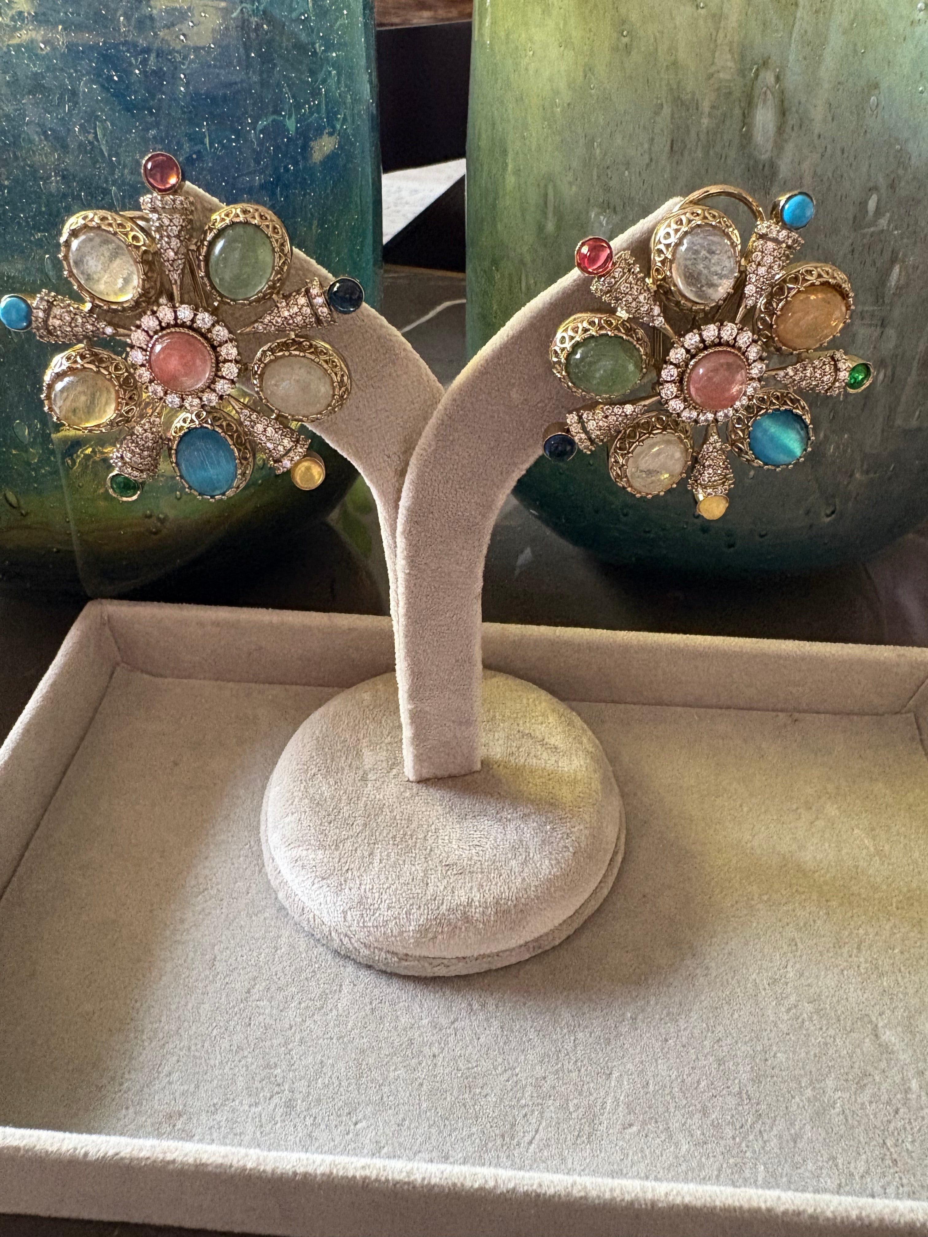 Semi precious multi coloured studs