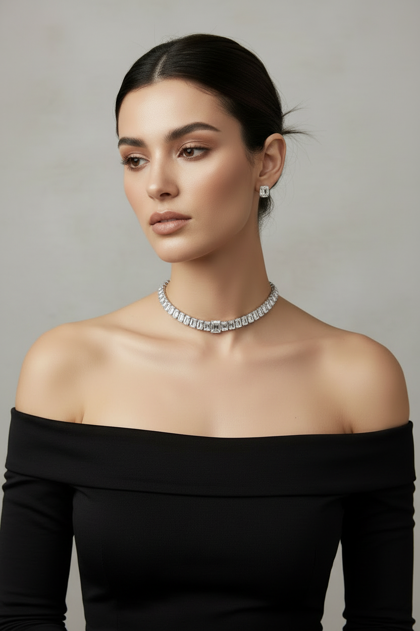 Starlight diamond choker & studs