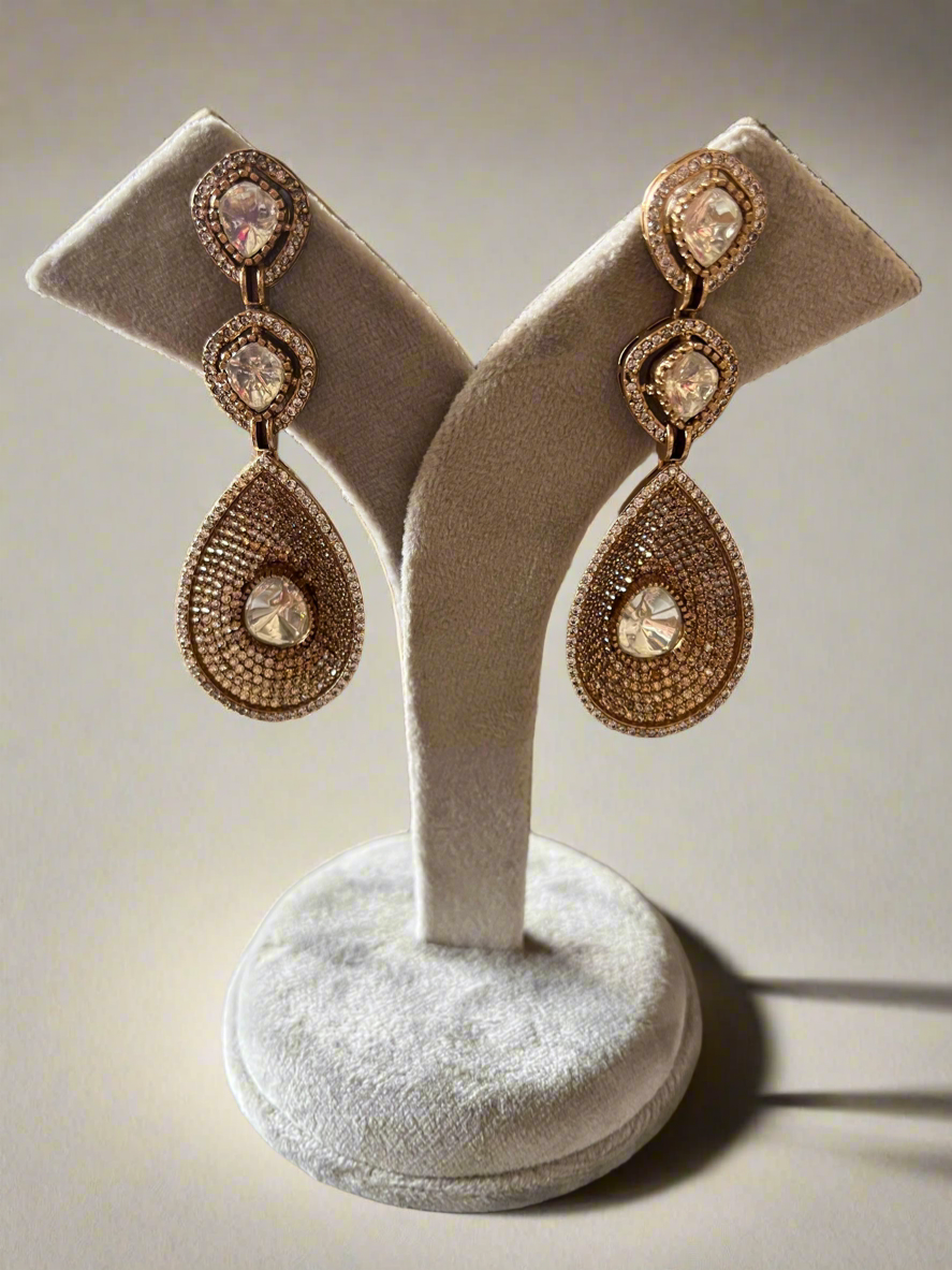 Riva gold plated polki earrings
