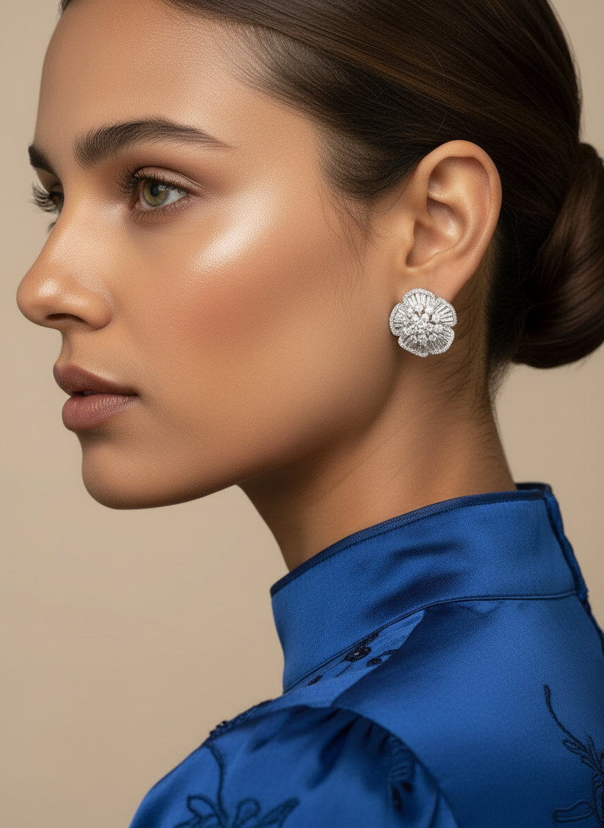 Flower diamond studs