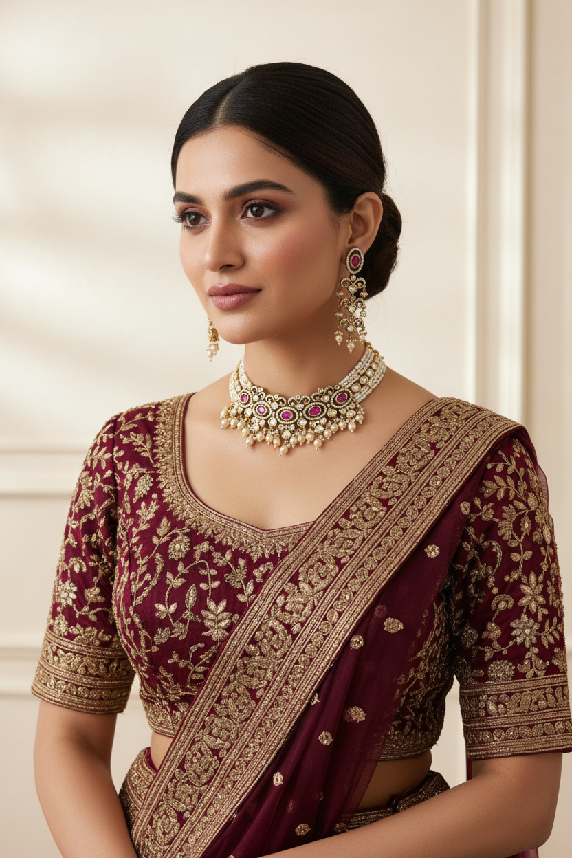 Gulnaar Ruby Polki choker set